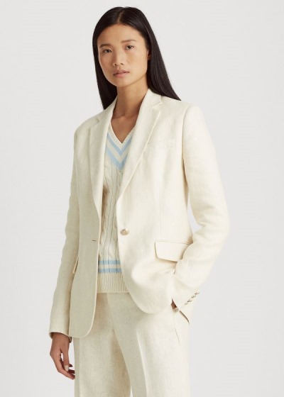 Ralph Lauren Herringbone Linen Blazer Dame Danmark (OJLIH7285)